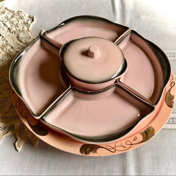 Rio Grande Woodenware Dallas Texas Fitted 7 Piece Ceramic Wooden Lazy Susan - Picture 1 of 16